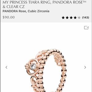 Pandora Princess Rose Gold Ring SIZE 8